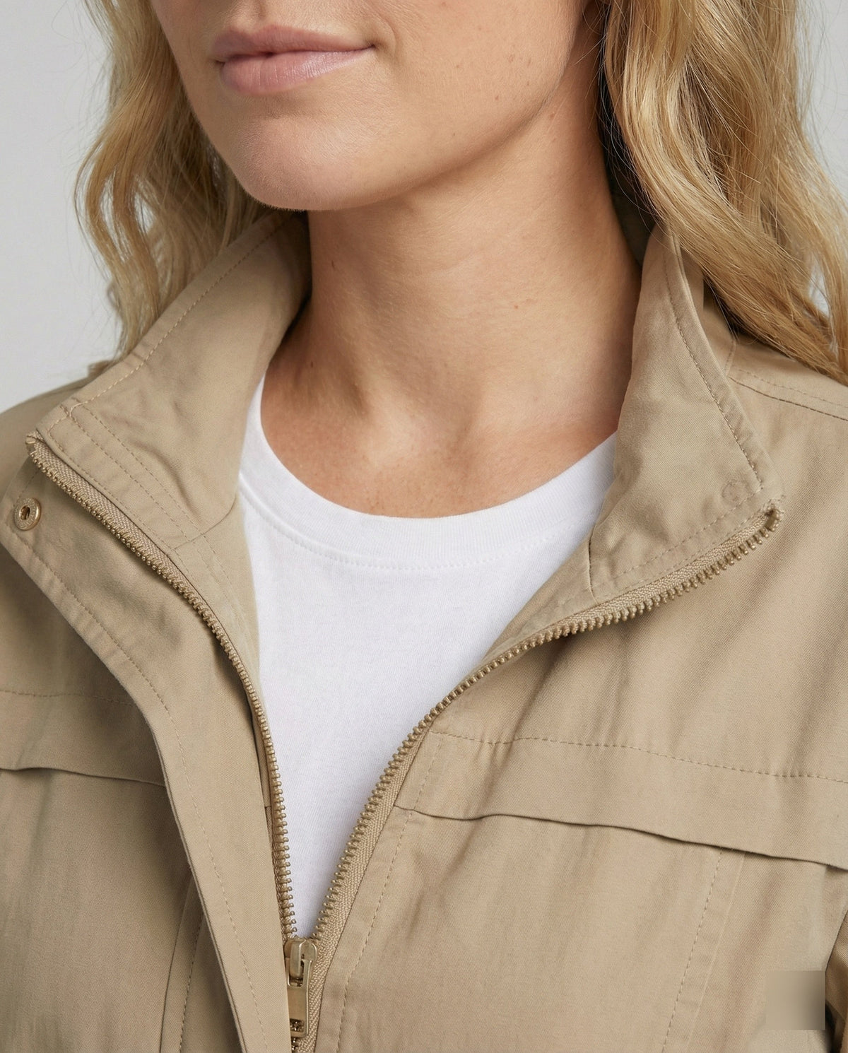 Women's Casual Utility Jacket with Drawstring Waist and Flap Pockets