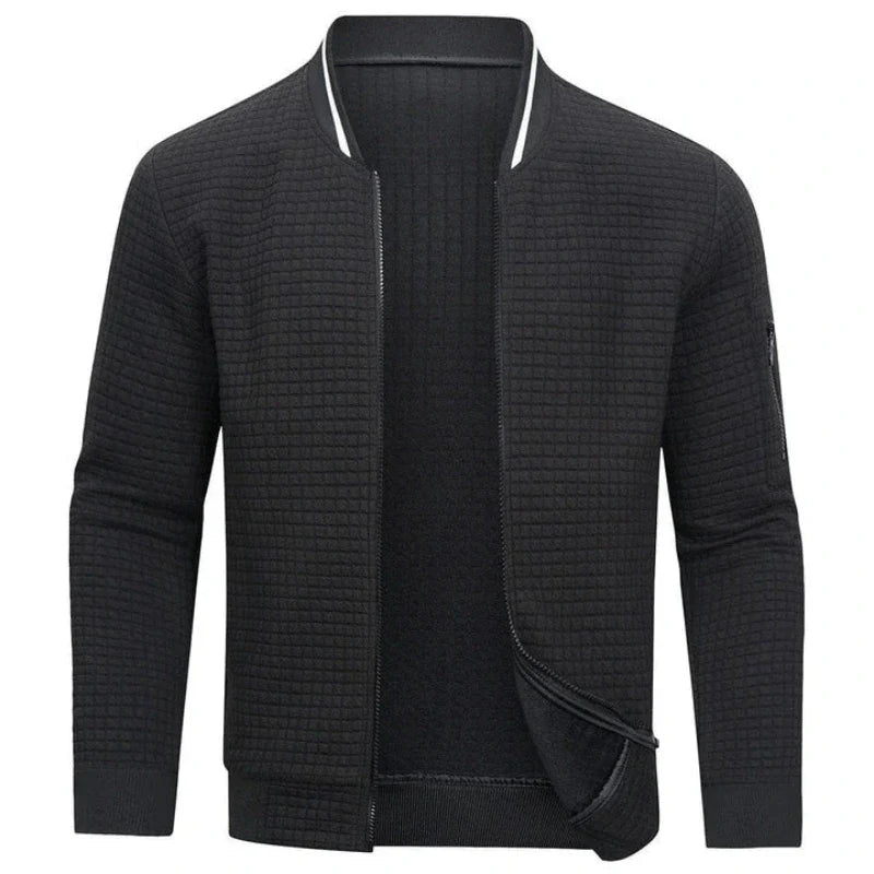 Men's Textured Knit Cardigan with Ribbed Trim