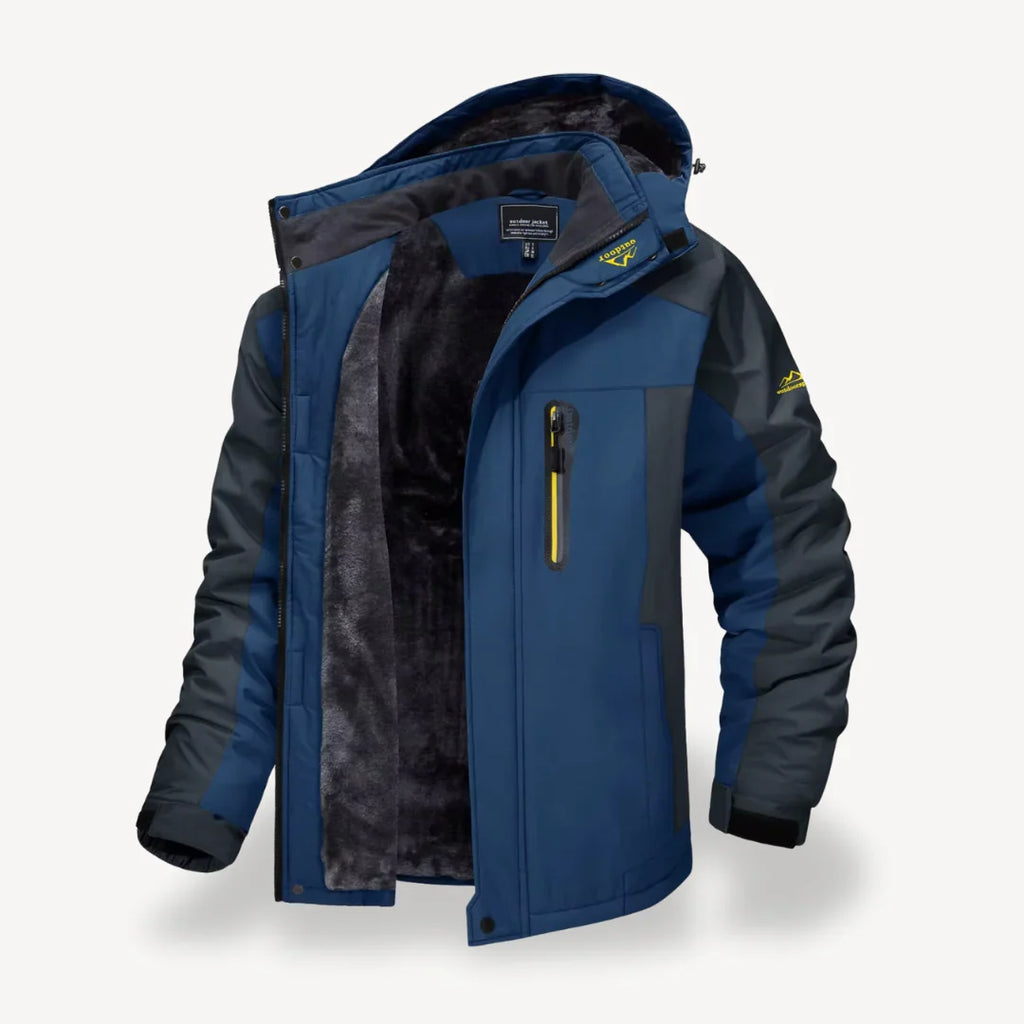Men's Water-Repellent Winter Jacket with Fleece Lining in Navy, front view