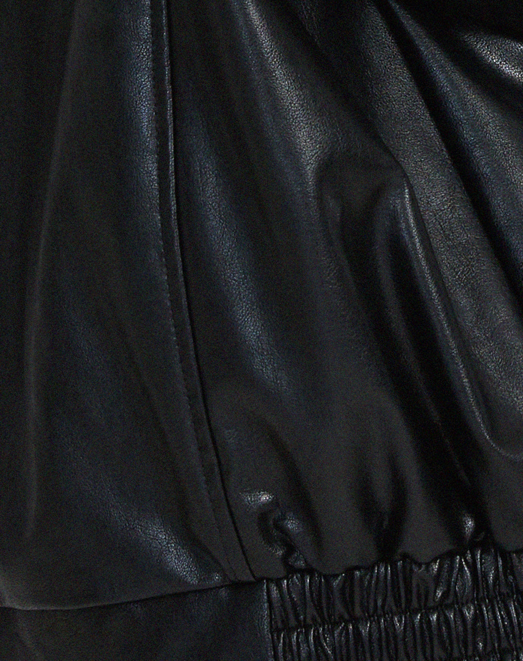 Women's Oversized Faux Leather Bomber Jacket with Zip Front