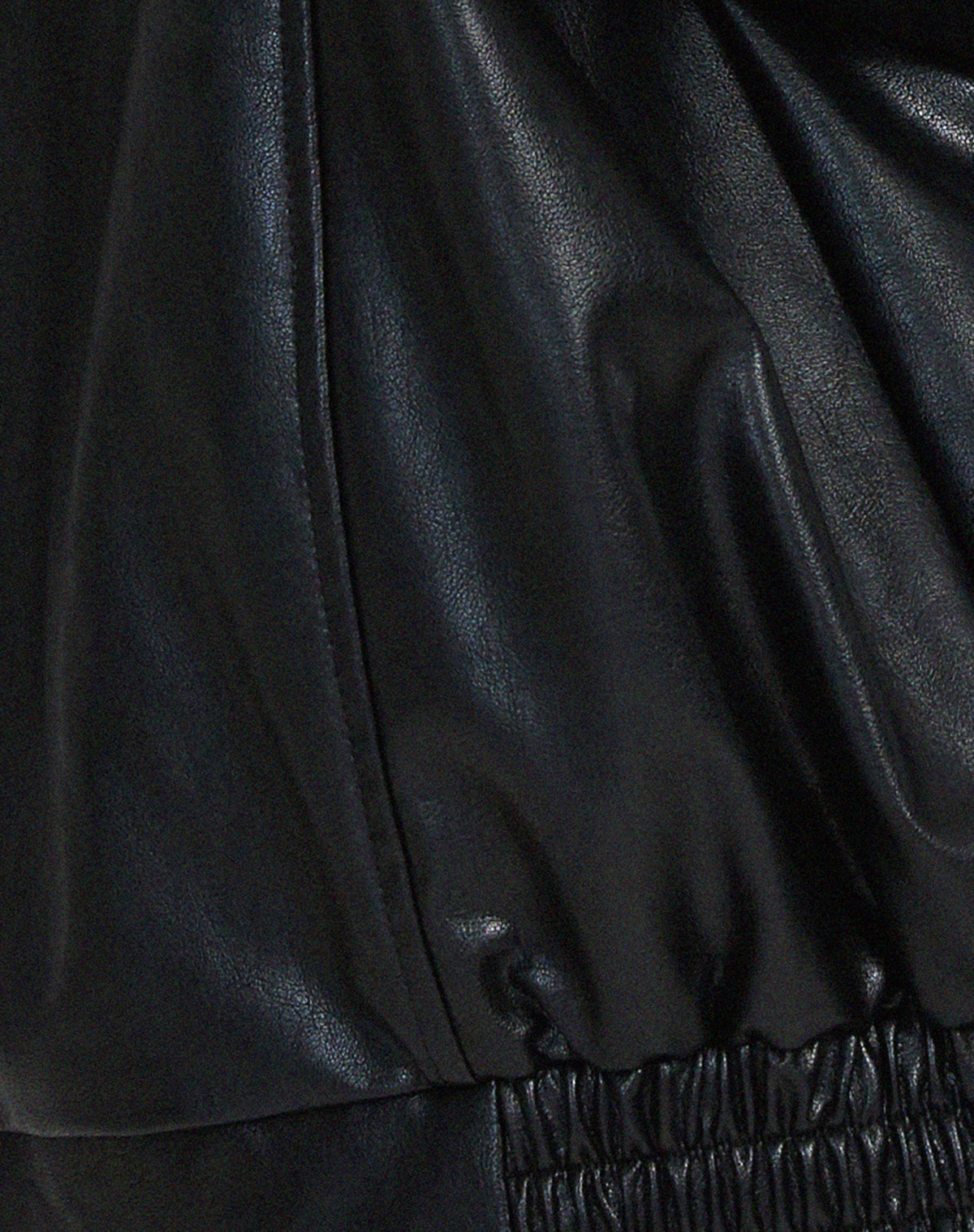 Women's Oversized Faux Leather Bomber Jacket with Zip Front