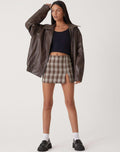 Women's Oversized Faux Leather Bomber Jacket with Zip Front
