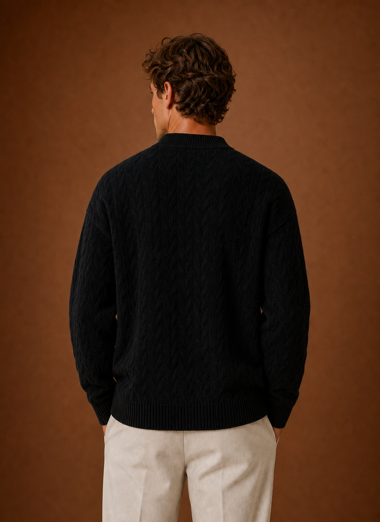 Men's Cable Knit Button-Front Cardigan