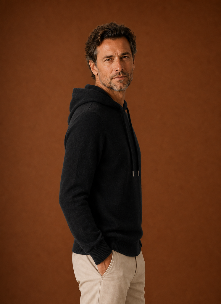 Men's Hooded Knit Pullover Sweater