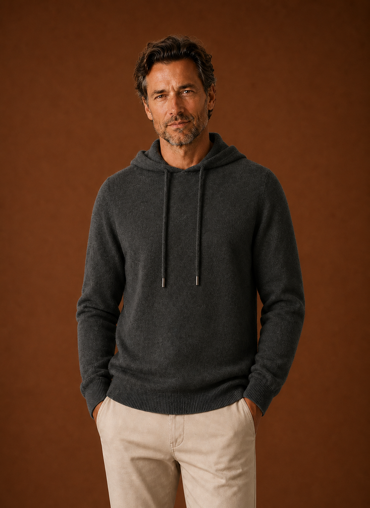 Men's Hooded Knit Pullover Sweater