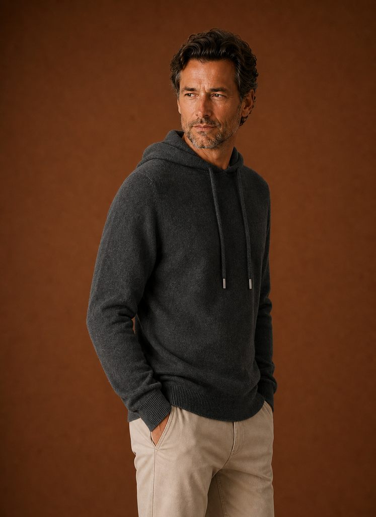 Men's Hooded Knit Pullover Sweater