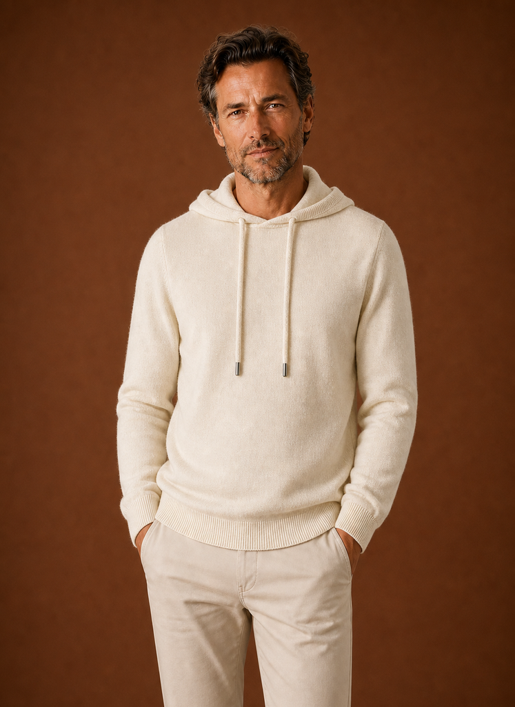 Men's Hooded Knit Pullover Sweater