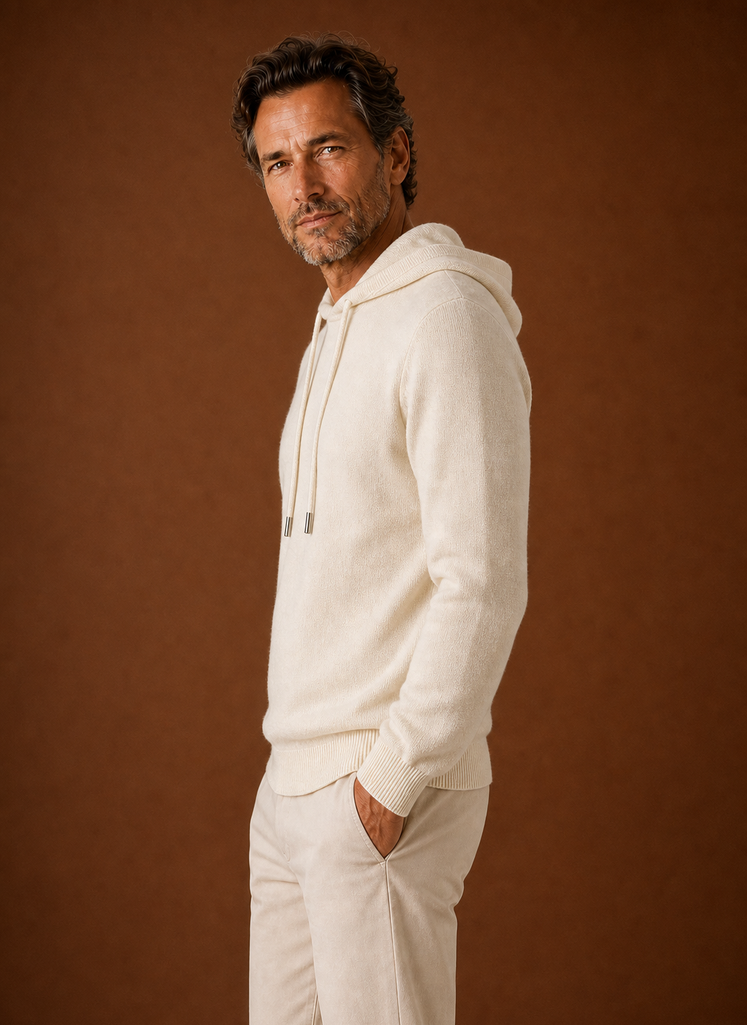 Men's Hooded Knit Pullover Sweater