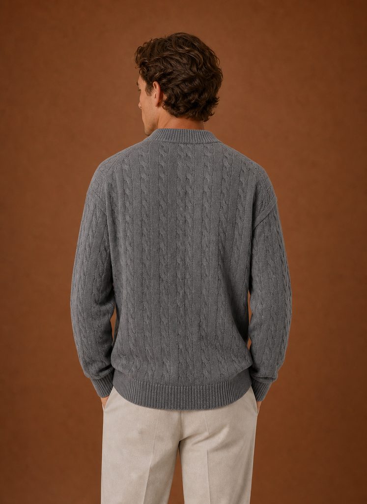 Men's Cable Knit Button-Front Cardigan