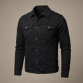 Men's Denim Shirt Jacket with Chest Pockets in Black - studio