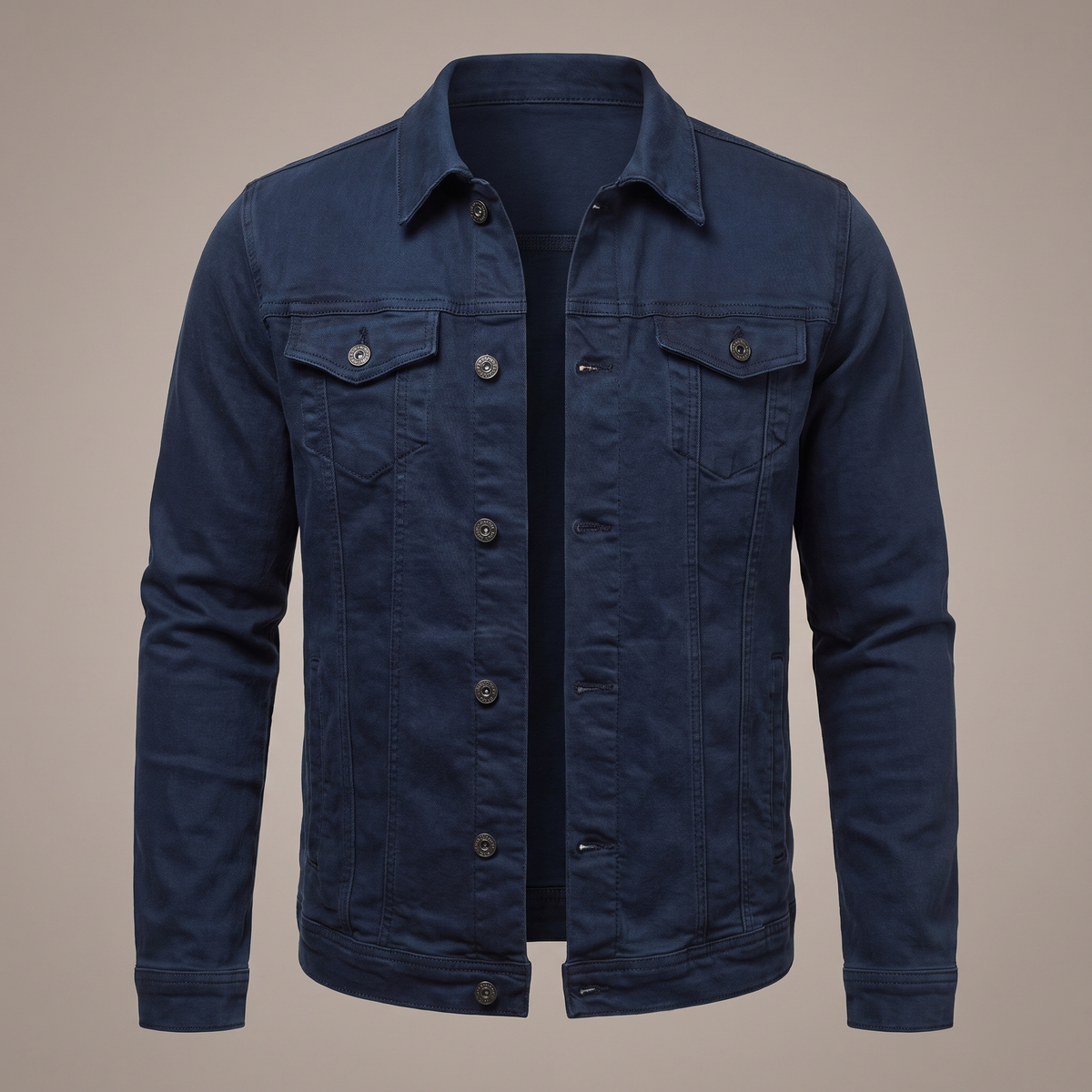 Men's Denim Shirt Jacket with Chest Pockets in Navy - studio