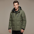 Men's fleece-lined parka with hood, green - worn by model