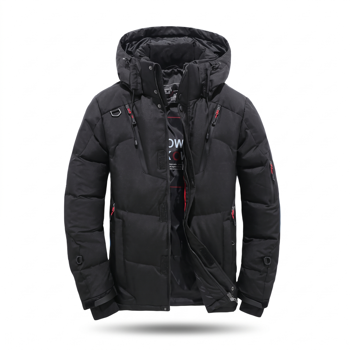Men's fleece-lined parka with hood, black - product photo