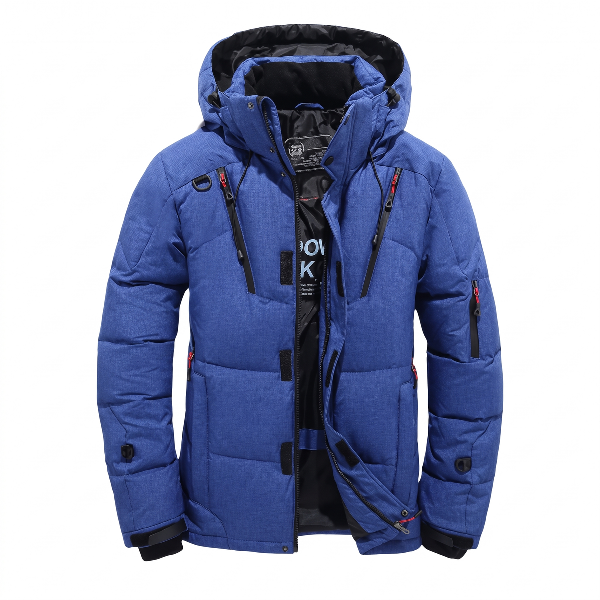 Men's fleece-lined parka with hood, blue - product photo