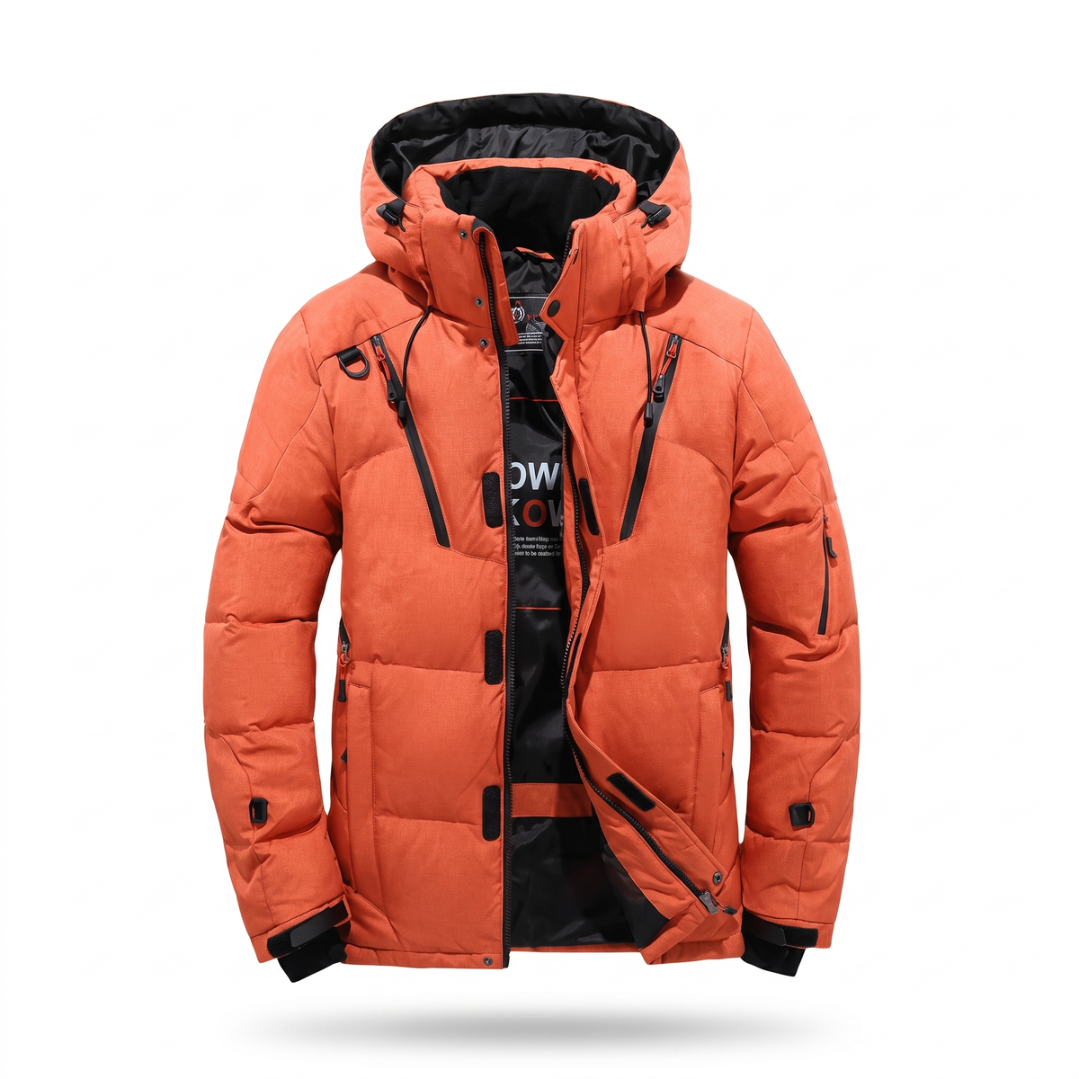 Men's fleece-lined parka with hood, orange - product photo