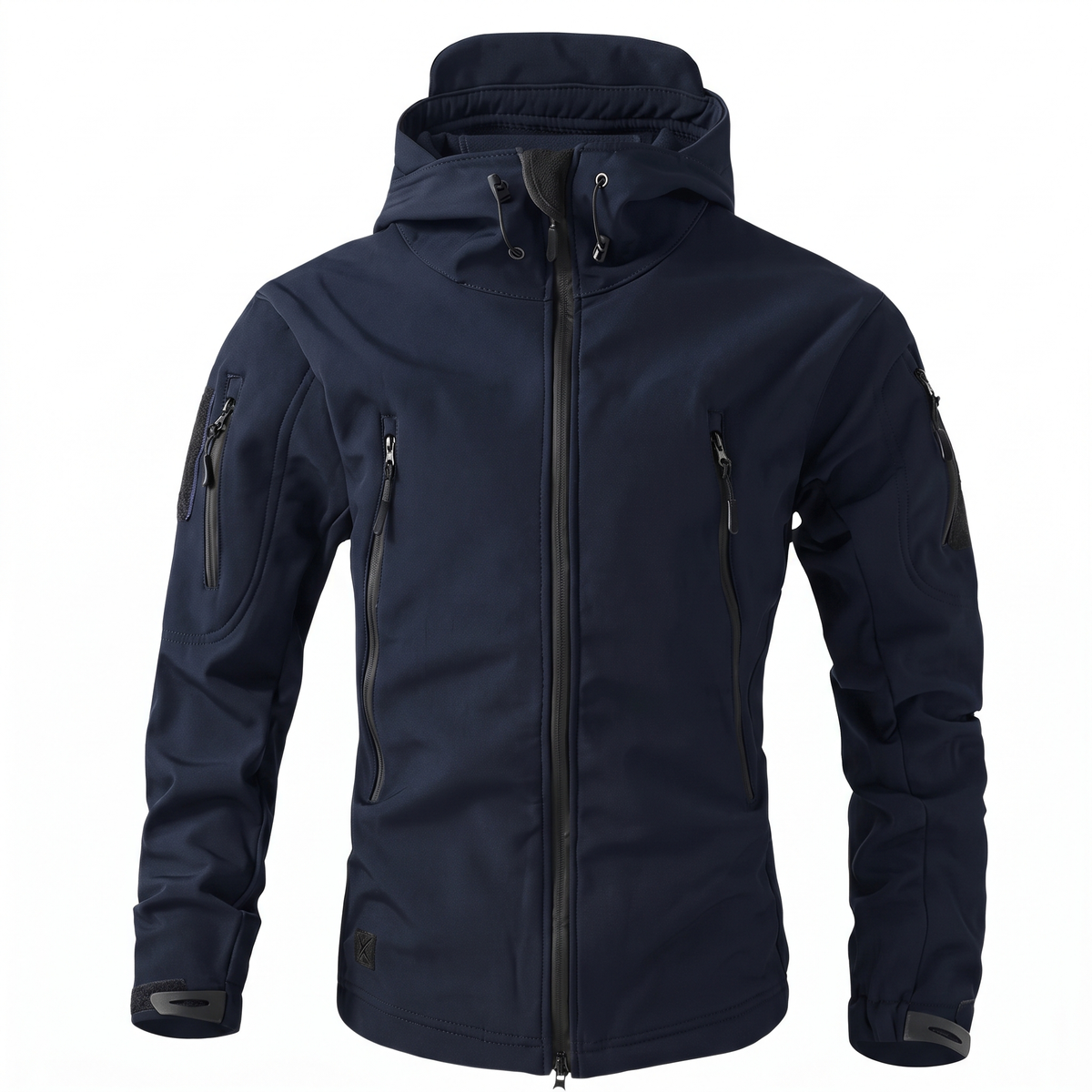 Men's softshell jacket with hood, navy - product photo