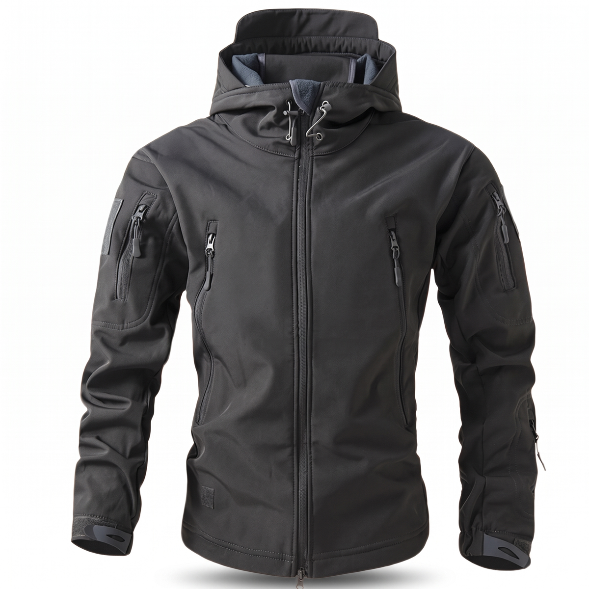 Men's softshell jacket with hood, grey - product photo