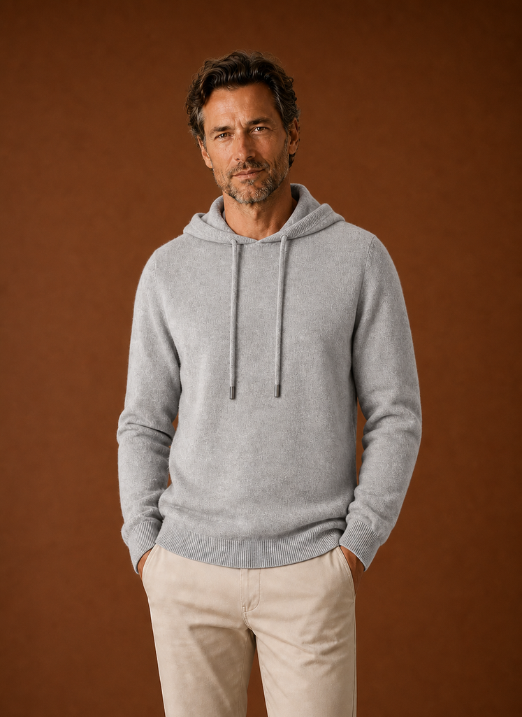 Men's Hooded Knit Pullover Sweater