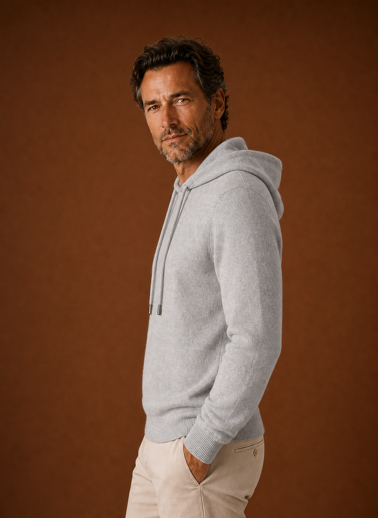 Men's Hooded Knit Pullover Sweater