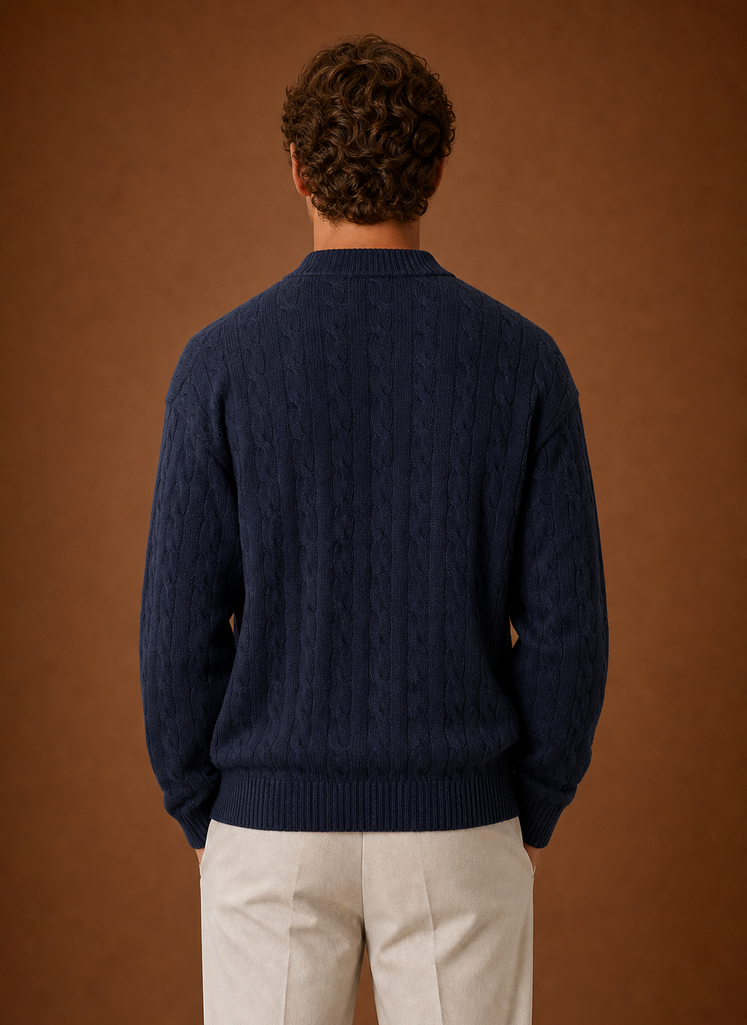 Men's Cable Knit Button-Front Cardigan