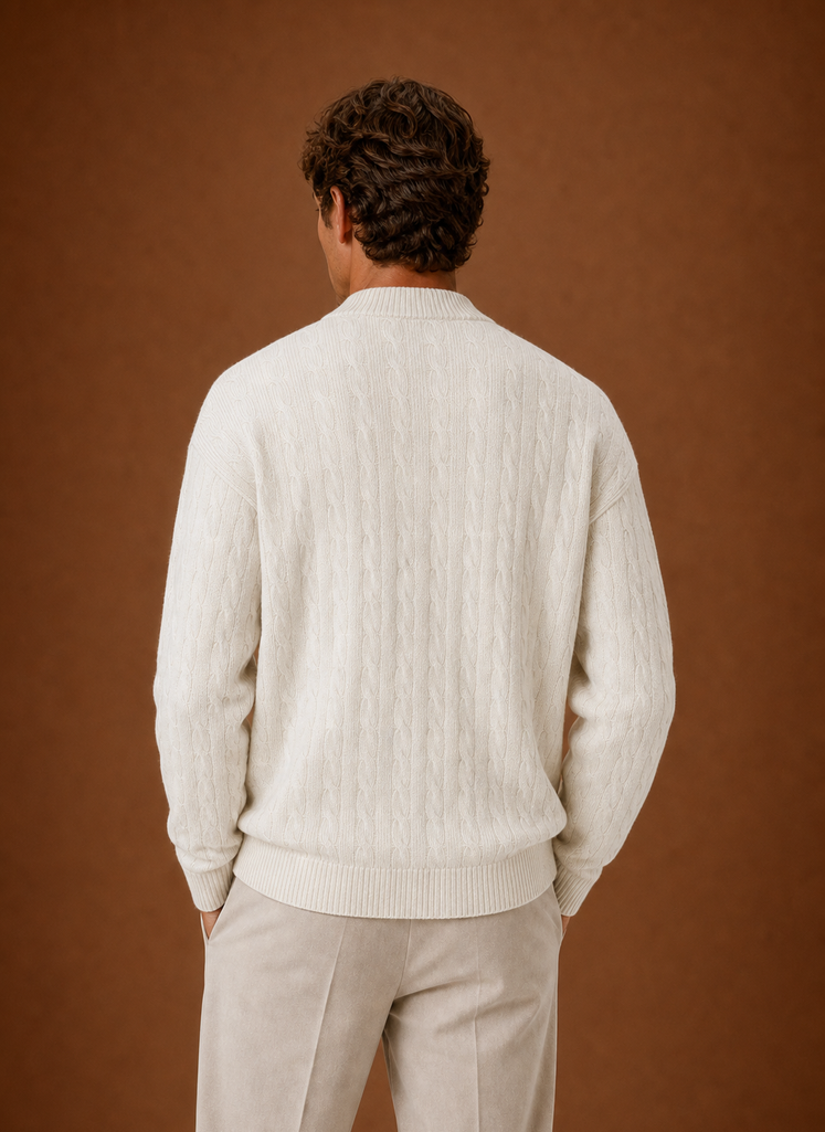 Men's Cable Knit Button-Front Cardigan