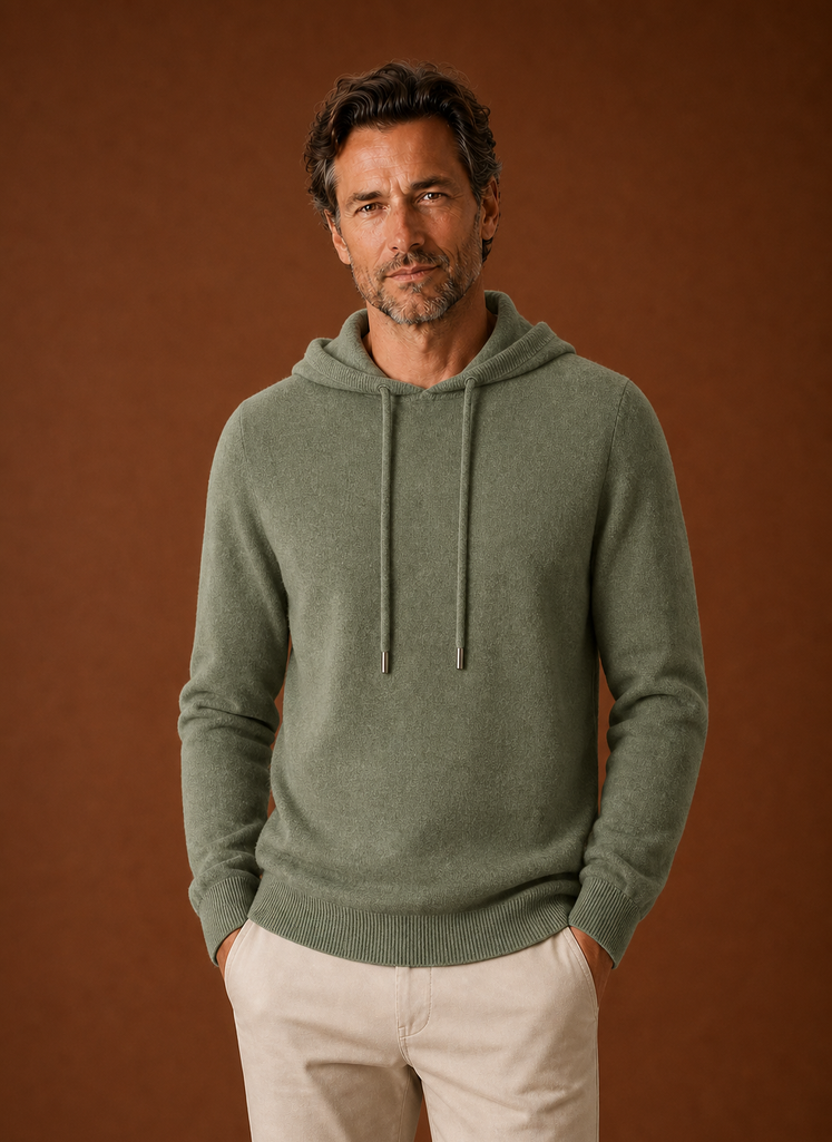 Men's Hooded Knit Pullover Sweater